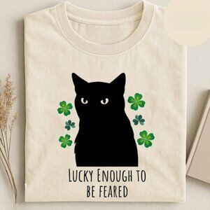 Lucky Enough to Be Feared Cat Shirt, Black Cat TShirt